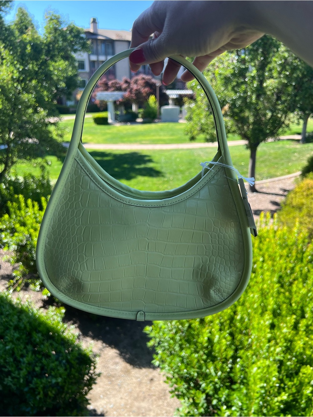 NWT Coach Ergo Bag In Croc Embossed Coachtopia Leather Light Lime